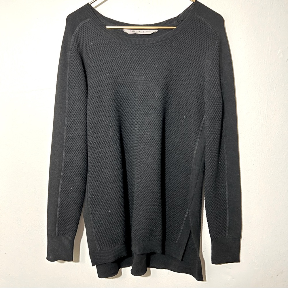 ATHLETA Black Dynamic Knit Sweater Sz Small